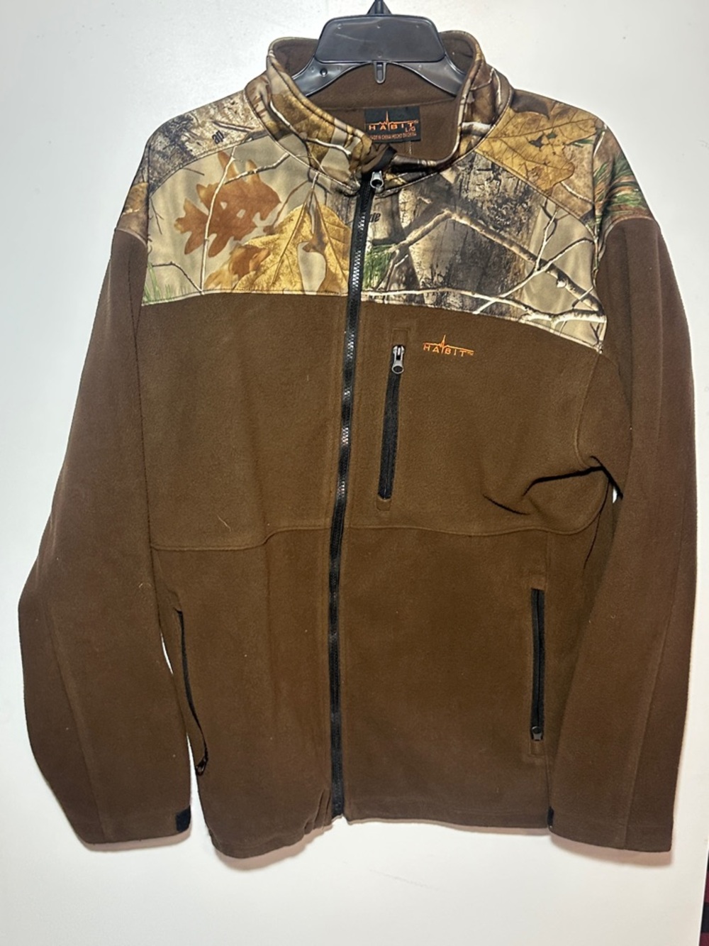 Habit Men’s Brown Fleece Jacket with Camouflage Yoke